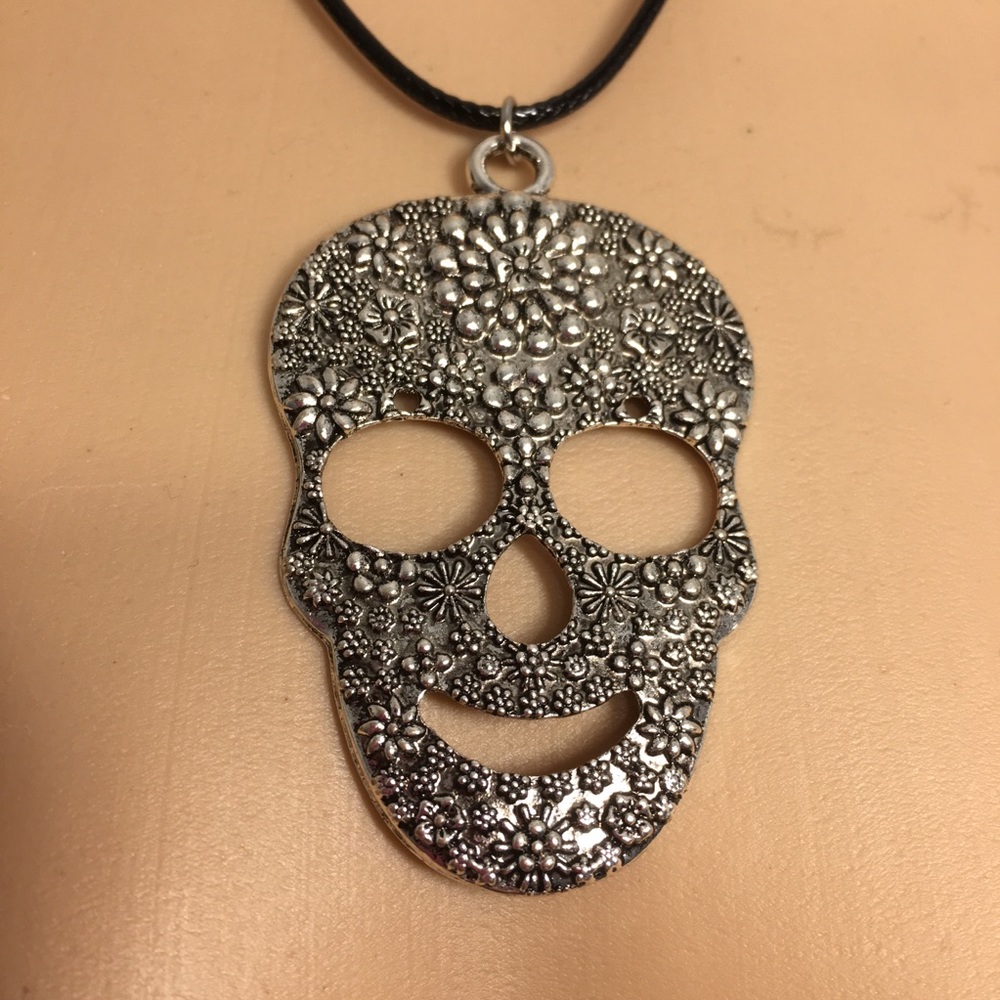 Silver Sugar Skull Necklace